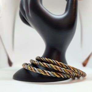 Tri-Color Twisted Metal Cuff Bracelets